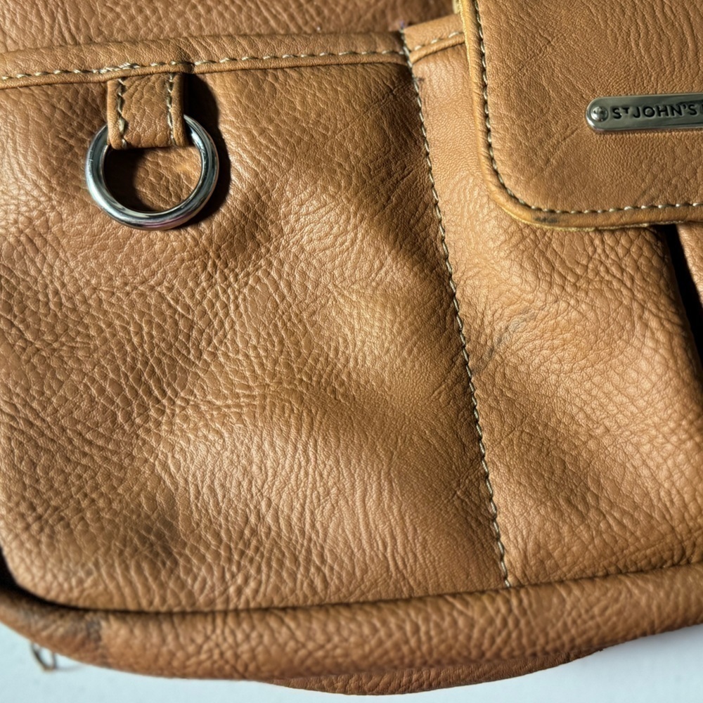 ST JOHNS BAY brown faux leather multi compartment crossbody bag - Picture 10 of 11